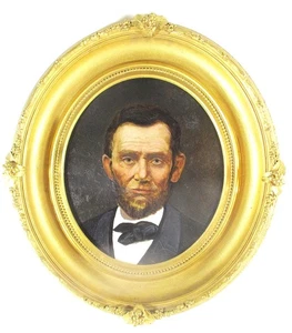 ABRAHAM LINCOLN ÖL PTG PORTRÄT BASIEREND AUF BIRNEY LETRICK DRUCK, GEREINIGT RESTAURIERT - Bild 1 von 7