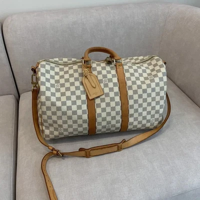 Venda de hora) Bolsa Louis Vuitton Damier Azur Keepall 45 Boston 2 vias - Imagem 1 de 4