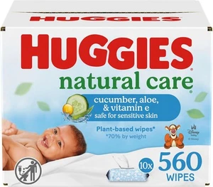 Huggies Natural Care Cucumber, Aloe and Vitamin E Baby 56 Count (Pack of 10) - Picture 1 of 9