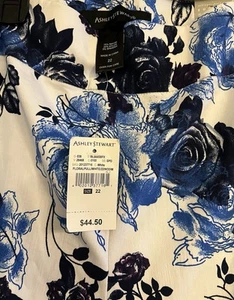 Ashley Stewart White, Blue, and Purple Floral Pants - Size 22 - Picture 1 of 4