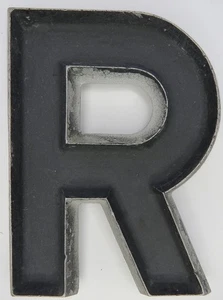 Vtg "R" Adler Silhouette Letter Co. Aluminium Letter 6" Black Marquee Letter *** - Bild 1 von 7