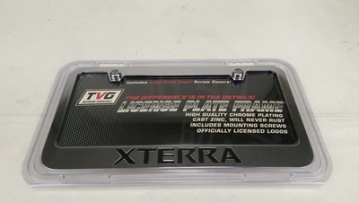 Metal License Frame w Screw Cap Engraved Black Letter Nissan Xterra - Image 1 of 4