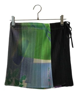 Gonna donna plissettata please wrap verde nero poliestere Giappone usata - Foto 1 di 5