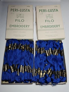 2 Vintage Boxes Peri-Lusta Embroidery Floss Skeins Color 160 Royal Blue? England - Picture 1 of 13