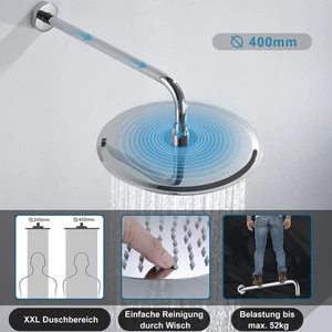 JOHO Edelstahl Duschset XXL Regendusche Duschkopf mit Bombenfester Brausearm - Bild 1 von 20