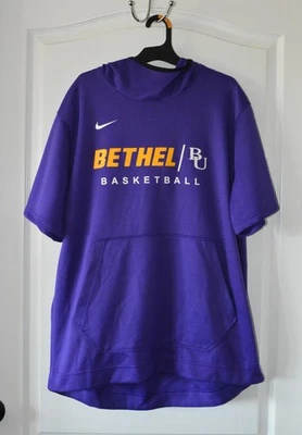 Moletom com capuz Nike Bethel University basquete manga curta feminino tamanho grande azul - Imagem 1 de 4