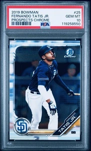 PSA 10 FERNANDO TATIS JR 2019 Bowman Chrome Prospects Padres Rookie RC GEM MINT - Bild 1 von 3