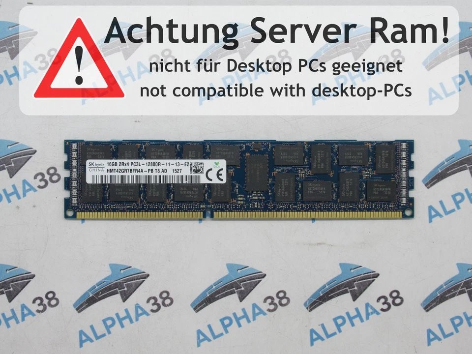 SK Hynix 16 GB Rdimm DDR3-1600 RAM Lenovo System X x3550 M4 (E5-xxxxV2) Server - Immagine 1 di 1