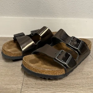 Birkenstock Arizona Damen 38 Leder Metallic Bronze Sandalen Komfortfußbett - Bild 1 von 9