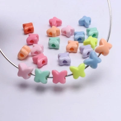 200pcs Pastel Butterfly Pony Beads - 8mm Acrylic Butterfly Beads for Kids Crafts - Image 1 of 4
