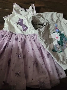 Unicorn Dress Size 8 And Unicorn Sparkle Top Size 10/12 Lot - Picture 1 of 6
