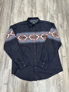 Vintage Roper Border Shirt Pearl Snap Long Sleeve Aztec Western Rodeo XL Black  - Picture 1 of 10
