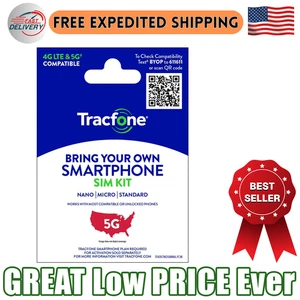 Tracfone Bring Your Own Phone Kit SIM, No Airtime - Prepagato - Foto 1 di 9