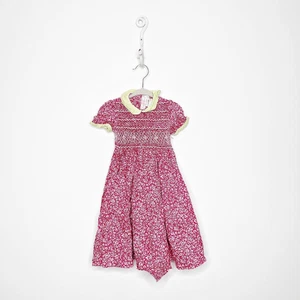 Emily Lacey Smocked Pink Floral Dress embroidered preppy collared cotton 2 - Picture 1 of 6