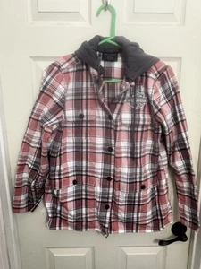 Harley Davidson Damen kariertes Flanellhemd mit Kapuze Large - Bild 1 von 5