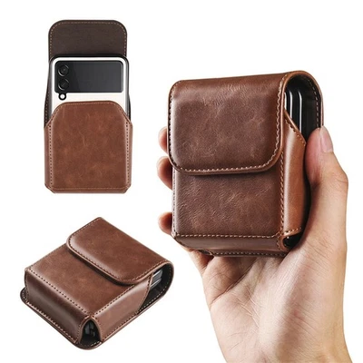 Leather Holster For Samsung Galaxy Z Flip 7 6 5 4 Case Magnetic Belt Clip Pouch - Image 1 of 4
