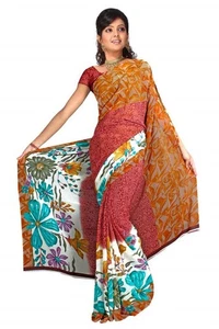 Bhavna Georgette Printed Casual Saree Sari Bellydance fabric - Picture 1 of 2