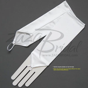 STRETCH SATIN FINGERLESS GLOVES BELOW-THE-ELBOW - VARIOUS COLORS - Picture 1 of 7