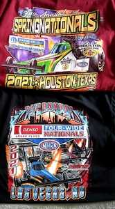 2- 2021, NHRA Drag Racing T Shirts, Large, 4 Wide Las Vegas & Houston Nationals - Picture 1 of 8