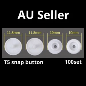 100 Set Size 20 T5 White Plastic Resin Press Studs Snap Fasteners Poppers AU - Picture 1 of 2