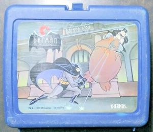 Vintage Batman Plastic Lunch Box 1993 DC Comics Blue NO THERMOS - Picture 1 of 3