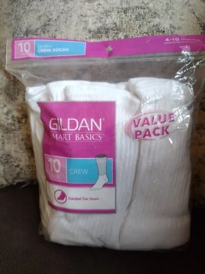 NOVO 1980 VINTAGE Feminino 10 PARES DE MEIAS BRANCAS TRIPULAÇÃO COSTURA CONFORTÁVEL BIQUEIRA Tamanho 4-10  - Imagem 1 de 4