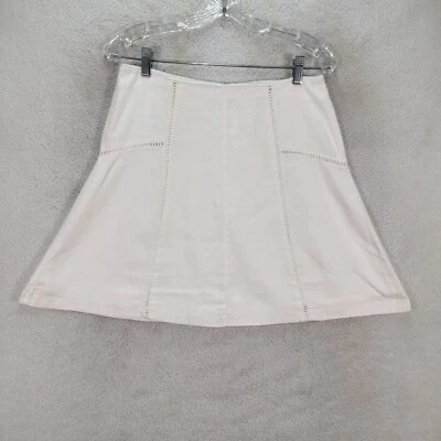 Falda LOFT Mujer Talla 4 Blanco Mezcla de Lino Preppy Moderna Fluida Mini Línea A Foto 1 de 4