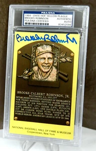 Brooks Robinson Baseball 1964 HOF MLB Autograph Plaque Postcard 💎PSA SLAB - Picture 1 of 3