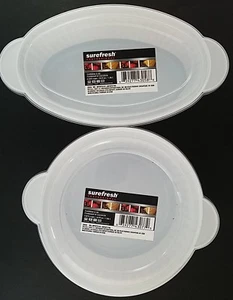 Microwavable Casserole White Plastic Dishes w Lids, 1/Pk, Select Oval or Round - Picture 1 of 5