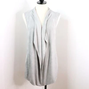 Cardigan gilet donna Tart M grigio lavato senza maniche aperto davanti drappeggiato maglia morbida - Foto 1 di 10