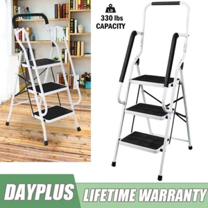 KLAPPTRITT KLAPPTRITTLEITER TRITT KLAPPLEITER LEITER 3 STUFEN NEU MIT HANDLAUF - Bild 1 von 10