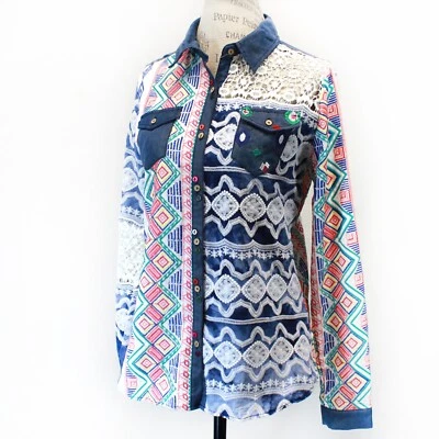 Camisa larga de mezclilla para mujer Desiqual Mauricia colorida blusa grande Foto 1 de 4