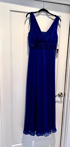 Adrianna Papell formal blue gown with rosettes - Picture 1 of 3