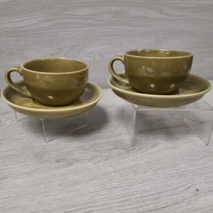 Ceramic Tea Cup & Saucer Olive Unbranded Vintage Style - Picture 1 of 7