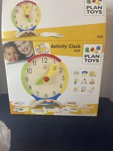 Plan Toys Activity Wooden Time Clock Montessori Toy - Picture 1 of 5