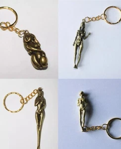 Solid Brass Sexy Naked Female Body Keychain Keyring - Picture 1 of 9