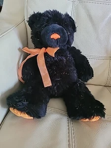 Build a Bear Peluche Negro Naranja Oso de Peluche Halloween Brillo Oropel 15" 1997 BAB - Imagen 1 de 9