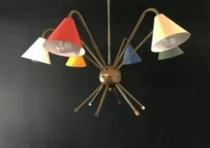 1950s ATOMICS ITALIAN CEILING LIGHT CHANDELIER STILNOVO ARREDOLUCE MID CENTURY - Picture 1 of 9