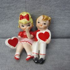 Vintage Lefton Valentines Day Couple Shelf Sitter Boy & Shy Girl Figurine