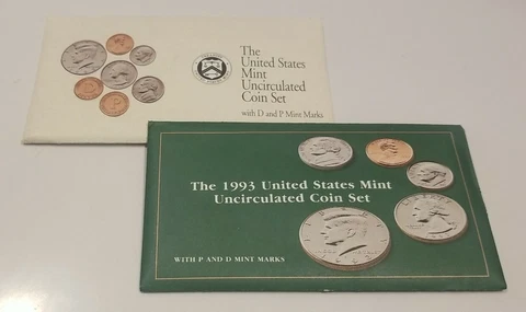 US Mint Sets - 1992  & 1993 Compete with Envelopes and Paperwork P&D Cover