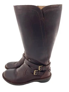 UGG Rosen Size US 8 EU 39 Tall Leather Shearling Lined Winter Boots Brown - Picture 1 of 15