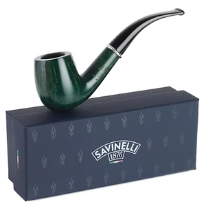 Pipa de tabaco de brezo Savinelli Arcobaleno verde liso 606KS colorida hecha a mano NUEVA - Imagen 1 de 9