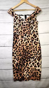 NWT Retro Stage Off Shoulder Velour like leopard dress size Large L - Picture 1 of 8