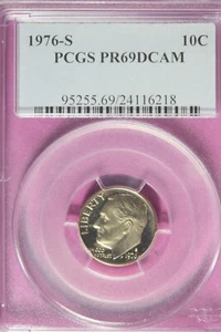 1976-S 10C Roosevelt Dime Proof PCGS PR69DCAM #B44664 - Picture 1 of 2