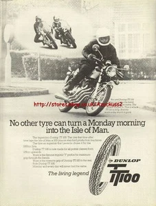 Dunlop TT100 Tyre Motorcycle 1977 Magazine Advert #1037 - Picture 1 of 1