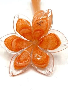 Italian Glass Flower Napkin Ring Holders Decorative Lot of 6 Yellow, Orange & Gr - Picture 1 of 12