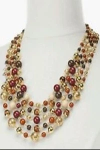 Talbots Sienna braun gemischte Perlen Cluster Halskette neu ohne Etikett - Bild 1 von 7