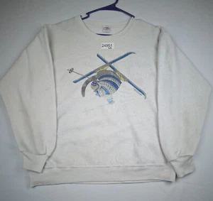 Vintage Crazy Shirts Mens Large White Kliban Cat Graphic Fleece Lined Sweatshirt - Picture 1 of 9