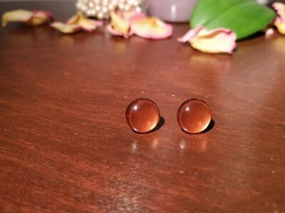 Ohrstecker Orange Glas Kupfer Gold Rot Pumpkin Glitzer Handgemacht Ohrring 75 - Bild 1 von 4