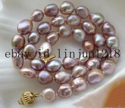 Natural 8-9mm Lavender Baroque Freshwater Pearl Necklace 18'' - Image 1 of 4